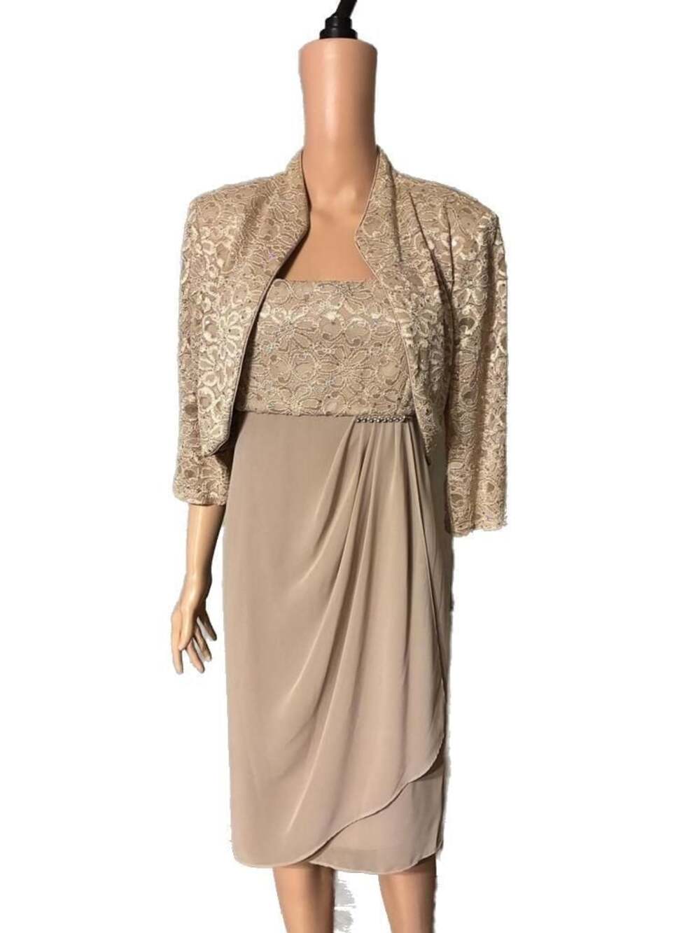 R&M Collection Two-Piece Formal Dress and Sequin Lace Jacket Set
